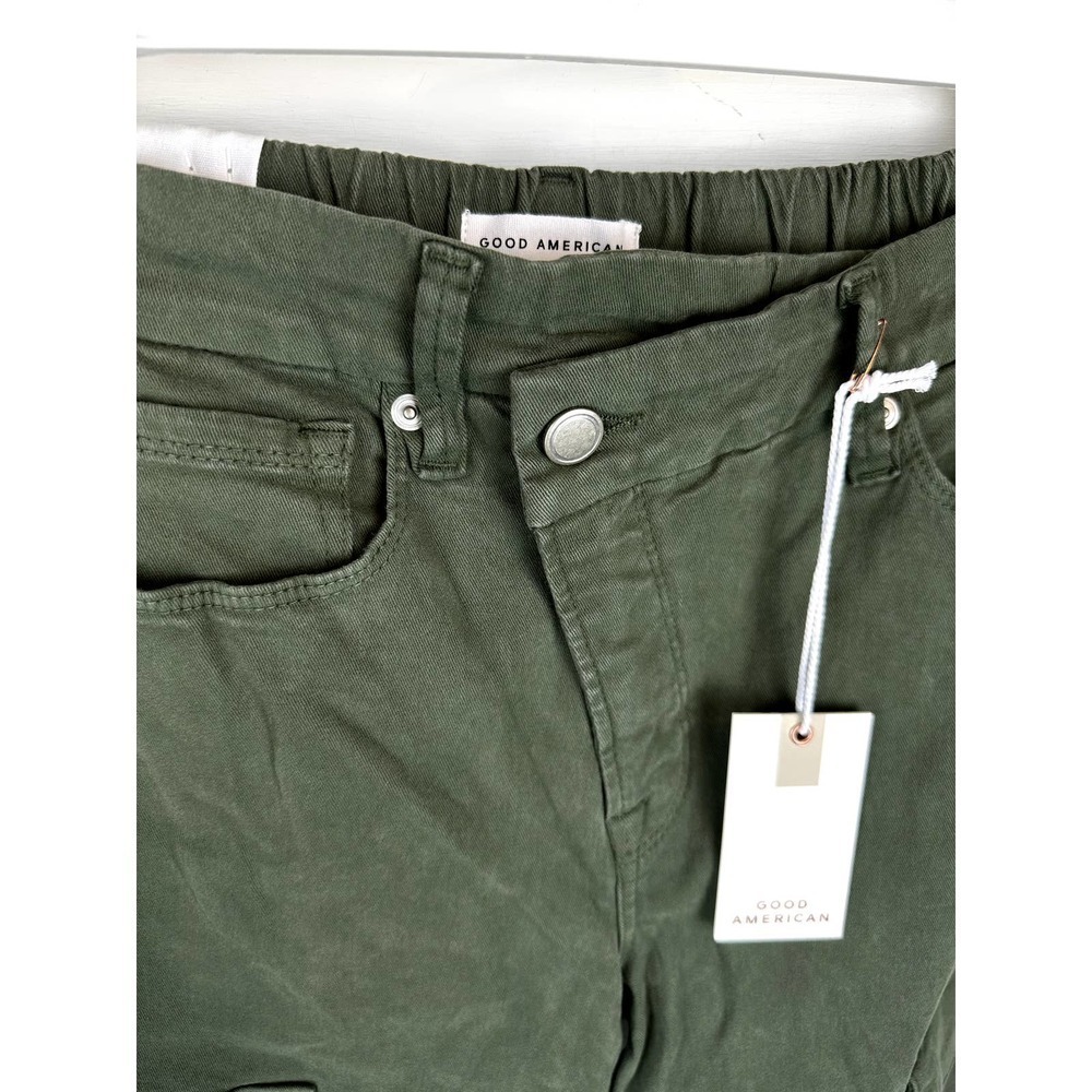 NWT Good American Army High Rise Straight Cuffed Jeans Fern - Picture 5 of 9